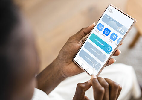 Smartphone screen with coronavirus application